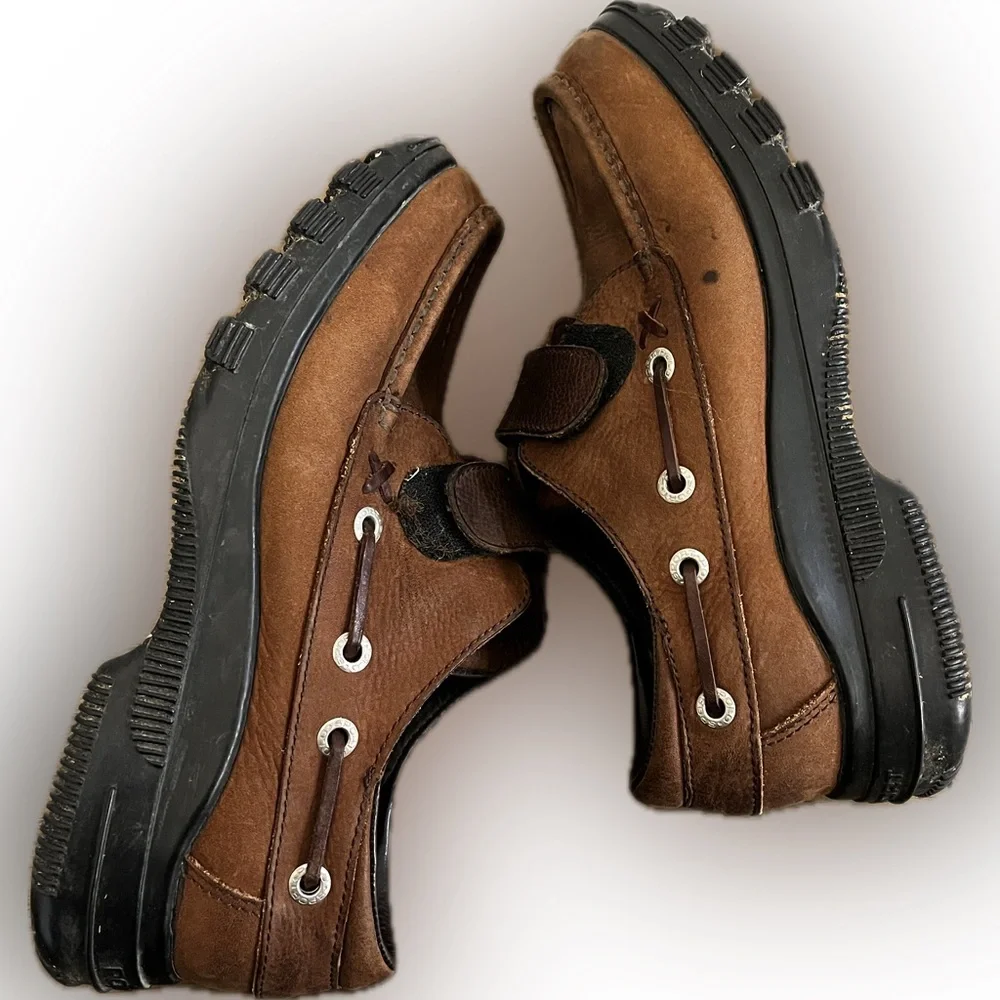 🛥️ Polo Sport by Ralph Lauren Men’s Leather Velcro Boat Shoes 👞✨